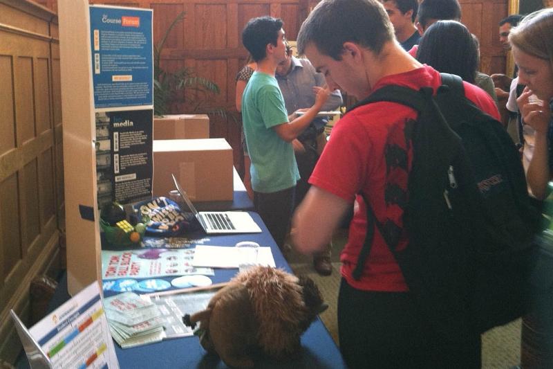 A student checks out one of the many entrepreneurship-related resources that were presented at the Sept. 11 “Be Epic” Entrepreneurship Kickoff event, held at Garrett Hall.